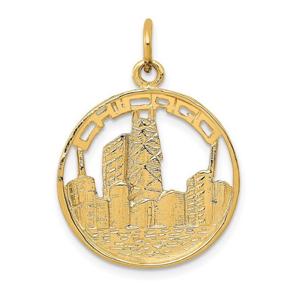14k Yellow Gold Chicago Skyline Charm,All Products : American Fashion Style Bags On Sale